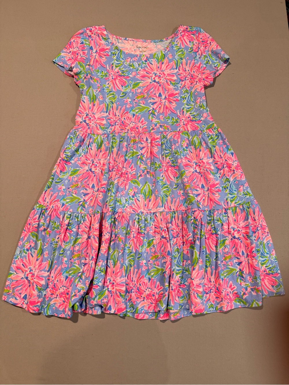 Lilly Pulitzer Geanna Short sleeved Floral Tiered Dress Size S